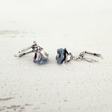 Dainty Teal and Silver Flower Earrings
