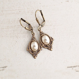 Art Deco Pearl Cabochon Earrings