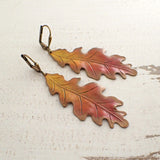 Large Oak Leaf Earrings with Autumn Patina view 2