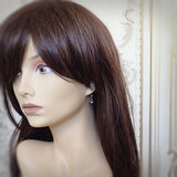 Copper and Bluish Teal Pearl Earrings model view