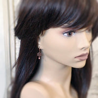 Dainty Copper Filigree Earrings with Rose Gold Pearls model 