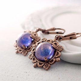 Whimsical Purple Cabochon Earrings