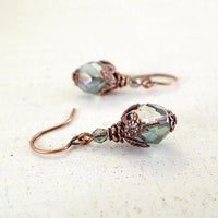 Dusty Seafoam and Copper Beaded Earrings