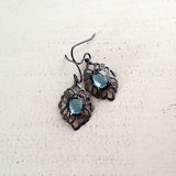 Gunmetal Dusky Blue Stone Earrings view 2