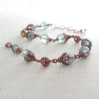 Dusty Seafoam and Copper Beaded Bracelet view 2