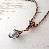 Dusty Seafoam and Copper Pendant Necklace