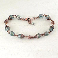 Dusty Seafoam and Copper Beaded Bracelet