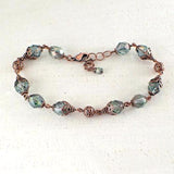 Dusty Seafoam and Copper Beaded Bracelet