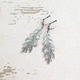 Antiqued Silver Oak Leaf Earrings