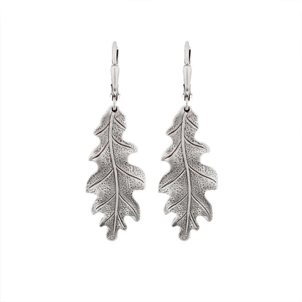 Antiqued Silver Oak Leaf Earrings