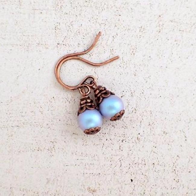 Ethereal Light Blue Crystal Pearl Earrings