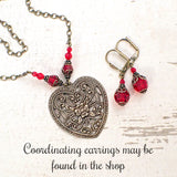 Romantic Victorian Filigree Heart Pendant Necklace