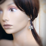 Oxidized Silver Colored Maple Leaf Earrings