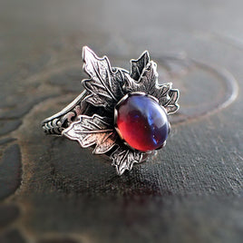 Dragon's Breath Glass Opal Cabochon Ring