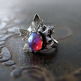 Dragon's Breath Glass Opal Cabochon Ring