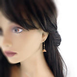 Dusty Pink Long Flower Dangle Earrings model view