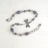 Lavender and Blue Beaded Dragonfly Bracelet