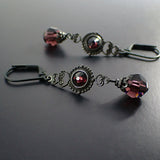 Victorian Gothic Earrings with Burgundy Crystals