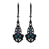 Victorian Gothic Earrings with Peacock Multi-Colored Crystals