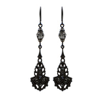 Victorian Gothic Earrings with Dark Metallic Silver Crystals