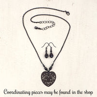 Black Filigree Heart Pendant Necklace