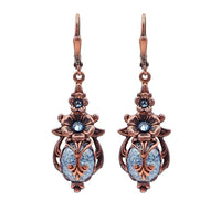 Victorian Cabochon Earrings with Aqua Blue Faux Opal Stones