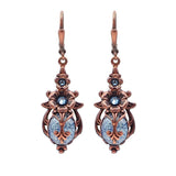 Victorian Cabochon Earrings with Aqua Blue Faux Opal Stones