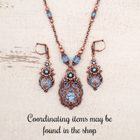 Victorian Cabochon Necklace with Aqua Blue Faux Opal Stone