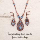 Victorian Cabochon Earrings with Aqua Blue Faux Opal Stones