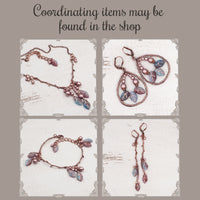 Boho Branch Earrings with Aqua and Purple Artisan Czech Glass Leaf Beads