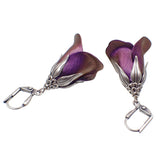 Iridescent Fuchsia and Copper Color Shifting Flower Earrings