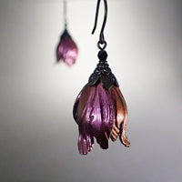 Iridescent Color Shifting Large Tulip Flower Earrings