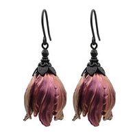 Iridescent Color Shifting Large Tulip Flower Earrings