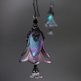 color shifting chameleon metal lucite flower earrings