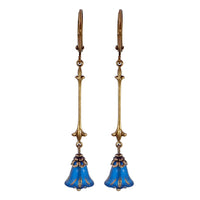 Sapphire Blue Art Nouveau Lily Earrings