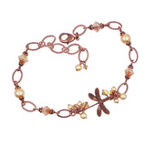 Copper Dragonfly Bracelet with Golden Crystals