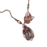 Woodland Green Cabochon Necklace in Antiqued Copper