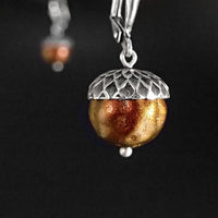 Iridescent color shifting Silver, Copper, and Bronze Acorn Earrings