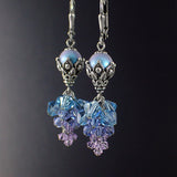 Purple and Blue Ombre Crystal Cluster Earrings