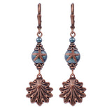 Teal Crystal Pearl Earrings with Starfish and Seashells