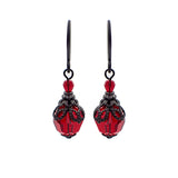 Victorian Gothic Earrings with Blood Red Crystals