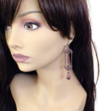 Long Art Deco Inspired Earrings with Milky Pink Artisan Czech Glass Beads