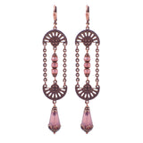 Long Art Deco Inspired Earrings with Milky Pink Artisan Czech Glass Beads