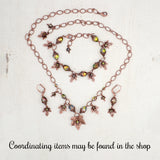 Iridescent Green and Antiqued Copper Autumn Maple Leaf Charm Bracelet