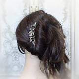 Floral Victorian Hair Comb in Antiqued Silver