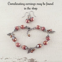 Dusty Rose Leafy Dangle Bracelet