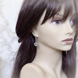 Lavender and Antique Silver Crystal Pearl Drop Earrings