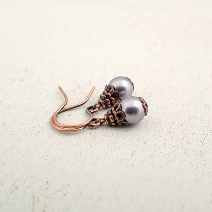 Dainty Lavender Pearl Earrings view 2