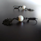 Black and Pearlescent White Seashell Earrings