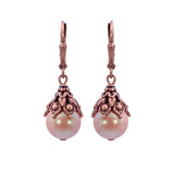 Victorian Style Earrings made with Pearlescent Pink Crystal Pearls
